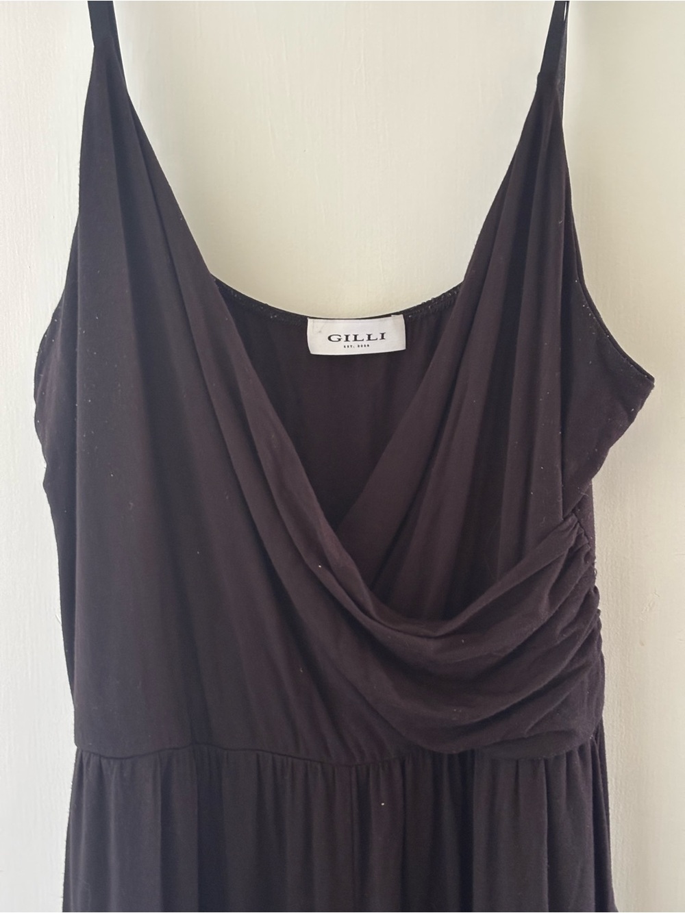 ModCloth Gilli Black Draped Wrap Jumpsuit with Spaghetti Straps—Sz XL